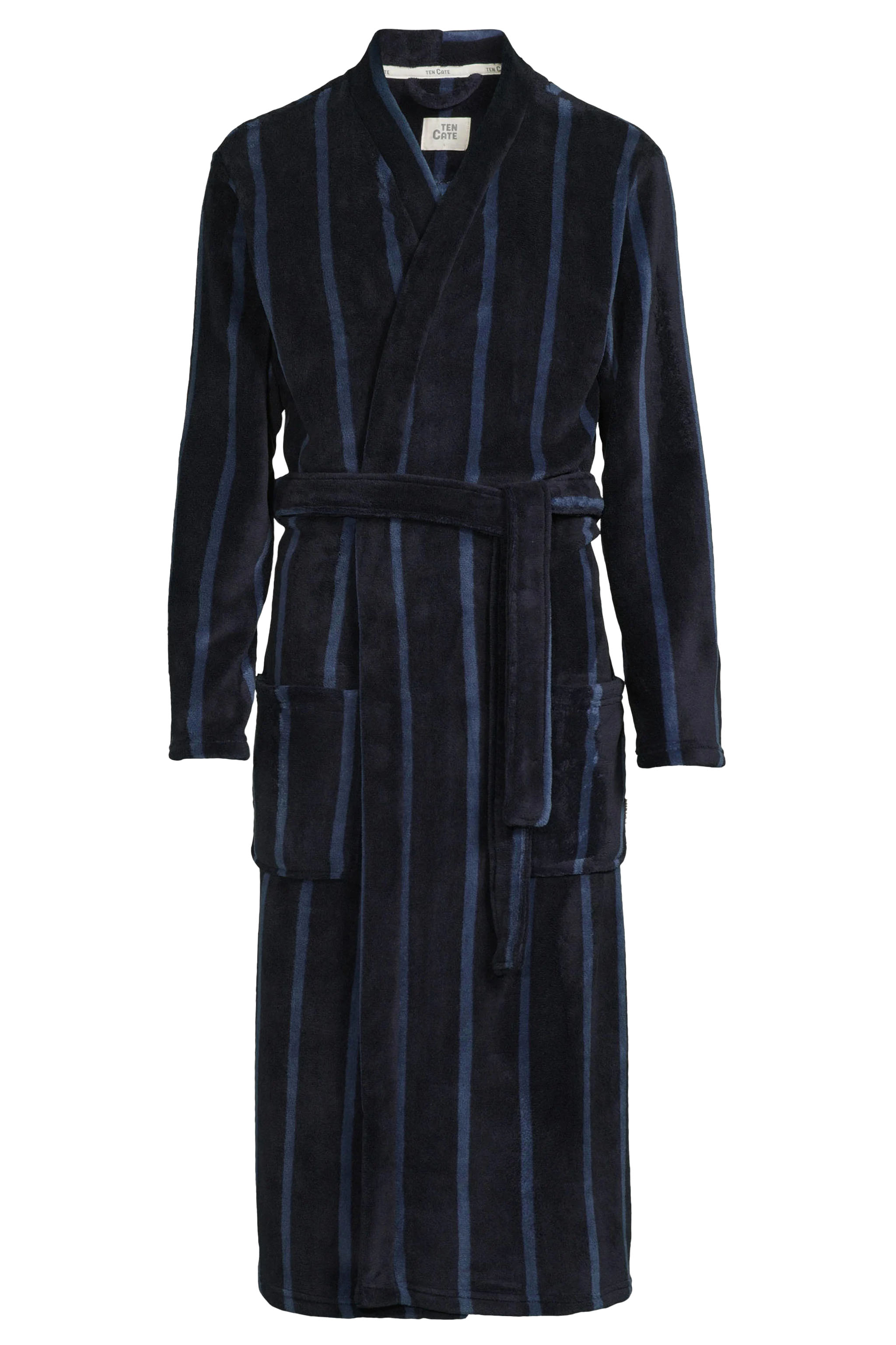 Ten Cate badjas met kimono kraag blauw gestreept